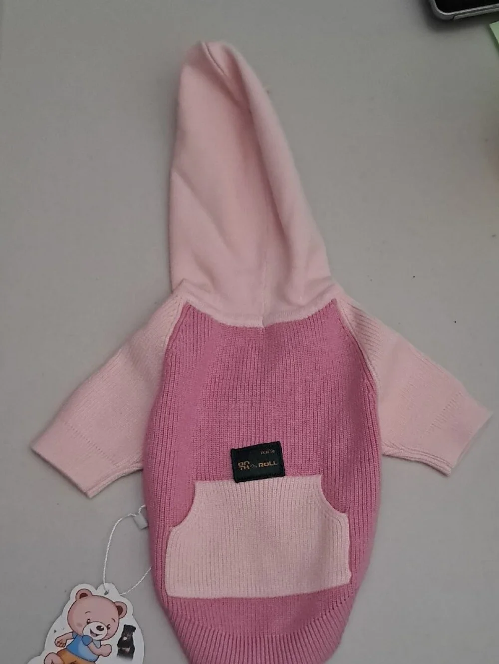 Pink Knit Hooded Dog Sweater Size Small 4-8 Pounds